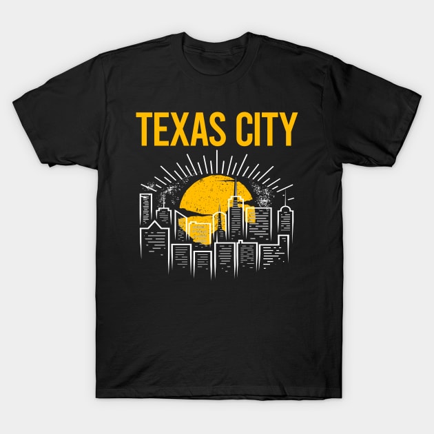 Yellow Moon Texas City T-Shirt by flaskoverhand